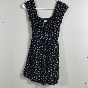 Aeropostale‎ Black Floral Fit & Flare Dress Size XS bohemian